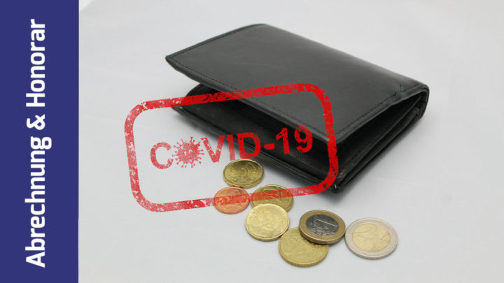 Portemonnaie, Kleingeld, "Covid-19" gestempelt
