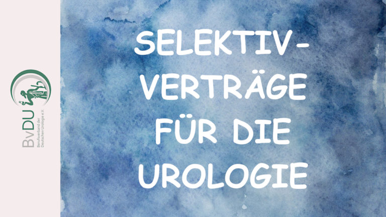 Ein wolkig anmutender Hintergrund. Davor der Text: "SELEKTIVVERTRÄGE FÜR DIE UROLOGIE"